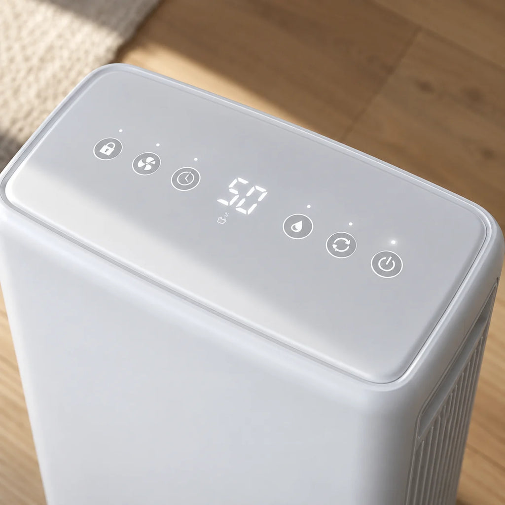 Touches et affichage de l'humidité sur le dessus du déshumidificateur 10 L pour chambre