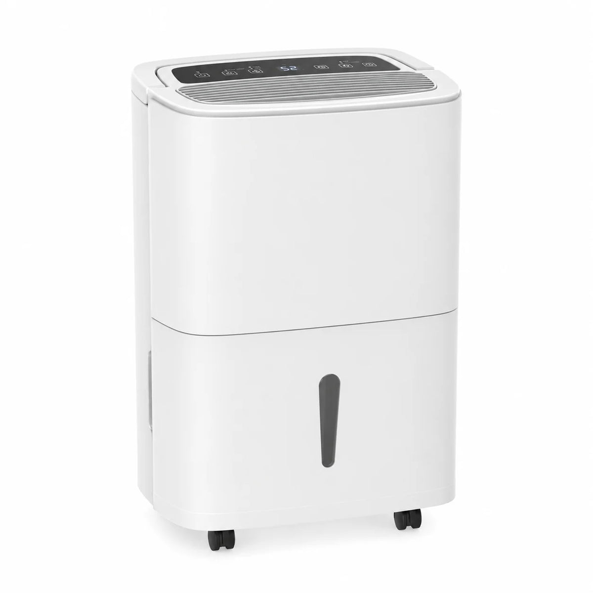 Déshumidificateur 50 litres avec pompe de relevage pour cave, grand modèle blanc sur roulettes
