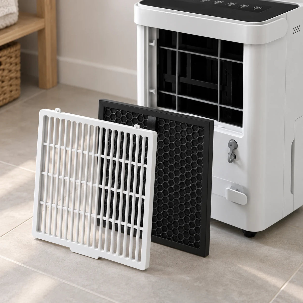 Filtre lavable et filtre à charbon actif sortis du déshumidificateur 10 L