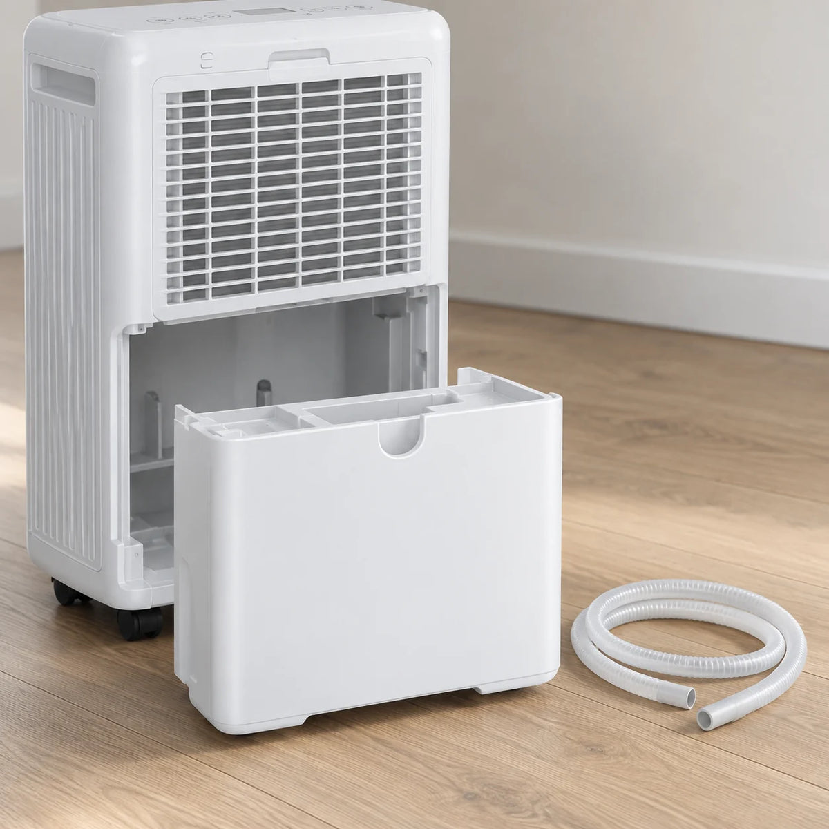 Réservoir amovible de 1,9 litre et tuyau d'un mètre du déshumidificateur pour chambre