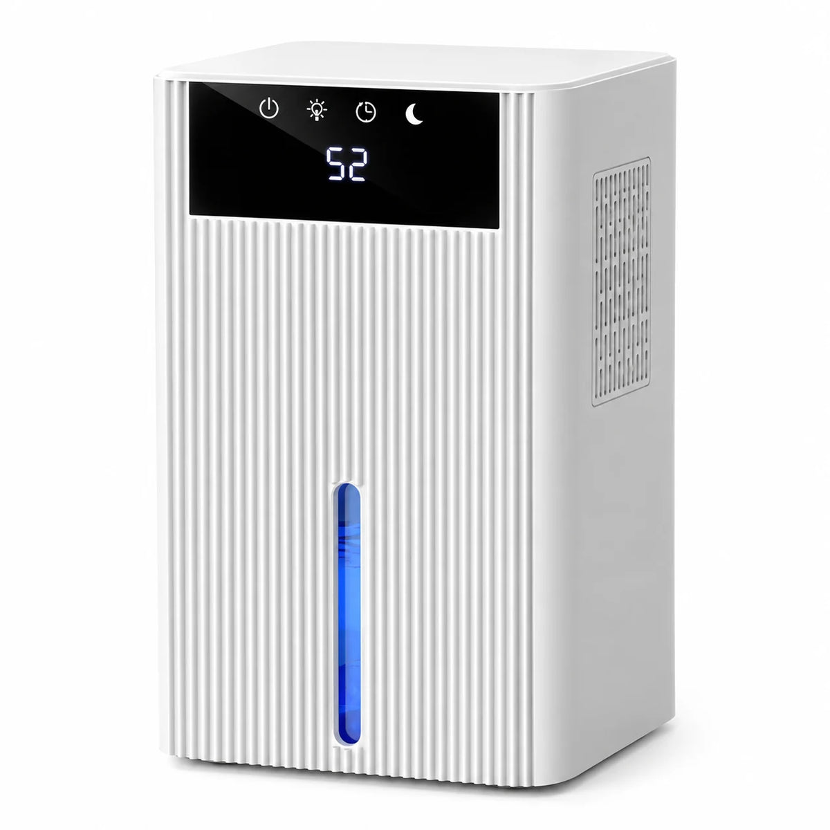 Déshumidificateur pour salle de bain à réservoir de 2,2 litres, blanc, façade striée
