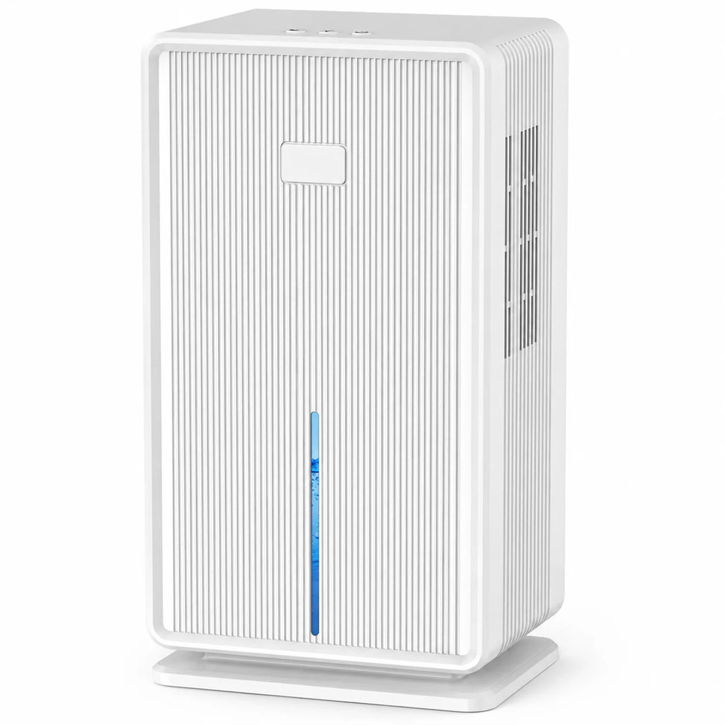 Déshumidificateur thermoélectrique blanc à réservoir de 3 litres, sur socle plat