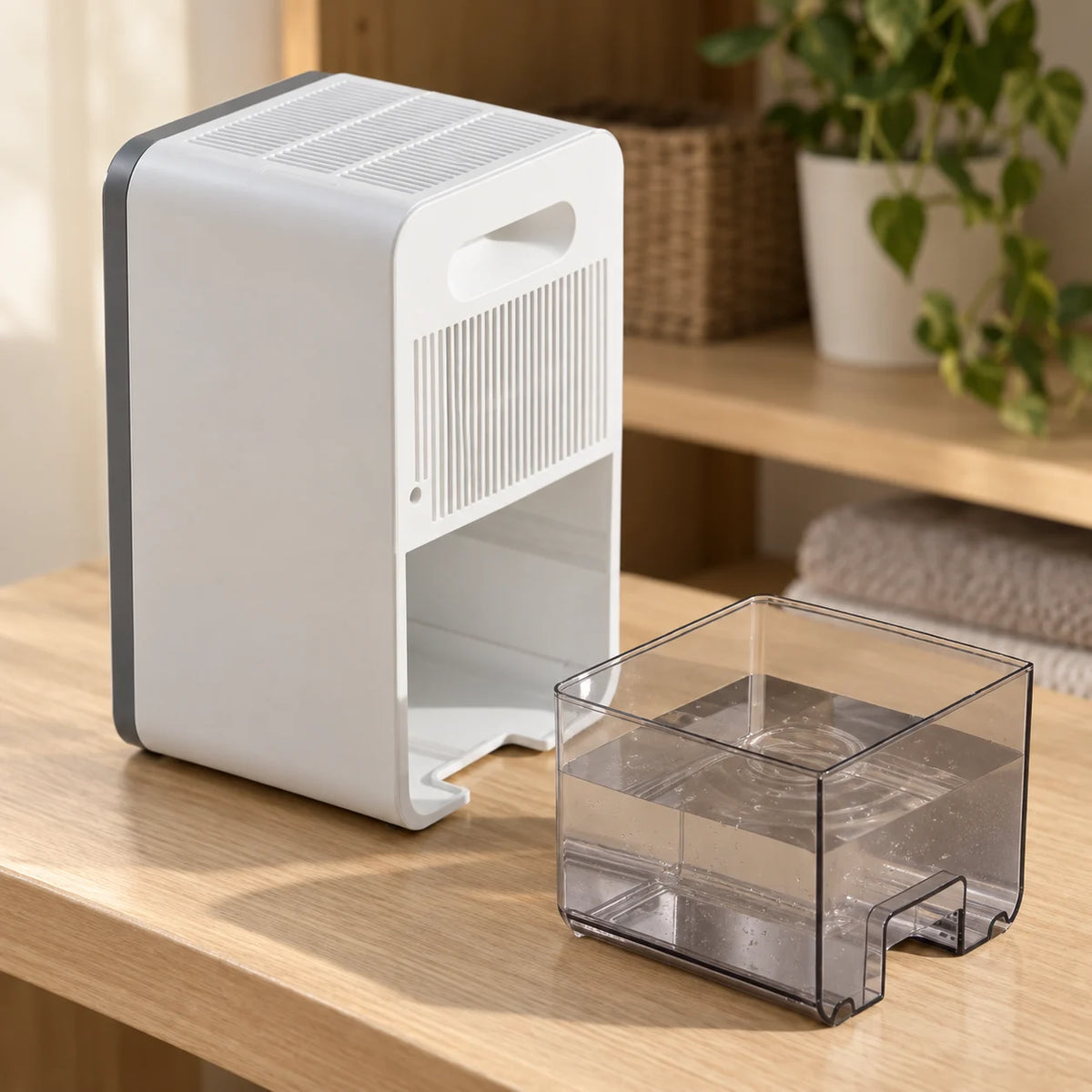 Réservoir transparent de 1,5 litre sorti du mini déshumidificateur